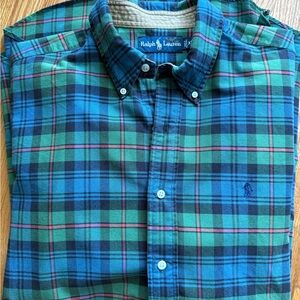 Ralph Lauren Men's Plaid Shirt in Blue and Green XL